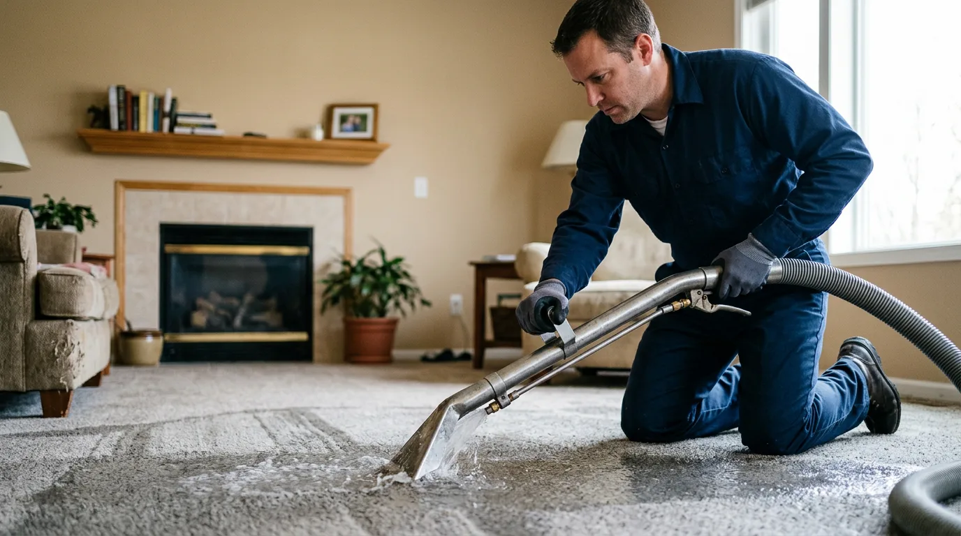 Water damage restoration technician working near Crown, PA